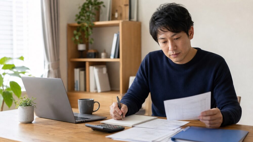 簿記2級不合格後の学習計画を見直す会社員