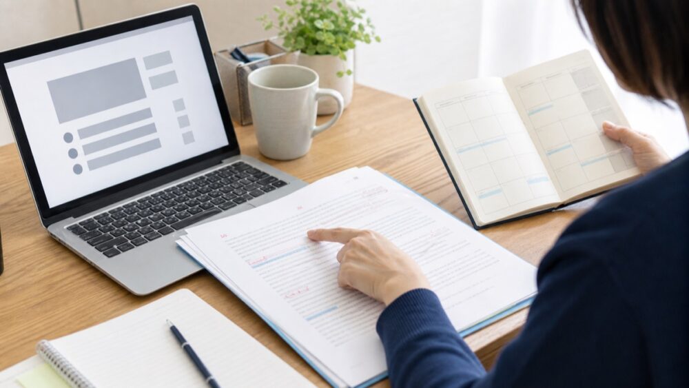 Webライタースクールの添削と学習時間を受講前に確認する会社員
